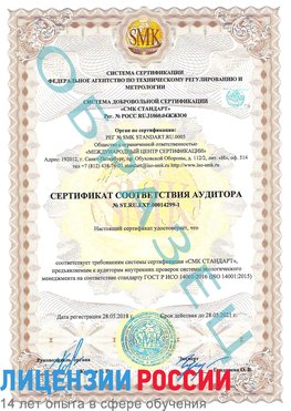 Образец сертификата соответствия аудитора №ST.RU.EXP.00014299-1 Волоколамск Сертификат ISO 14001